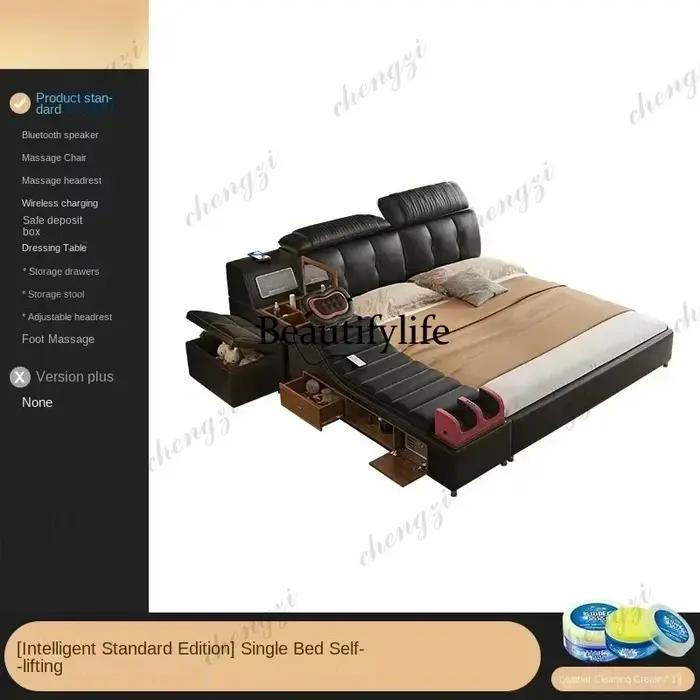 Lit double king size noir M9344 avec tiroirs de rangement