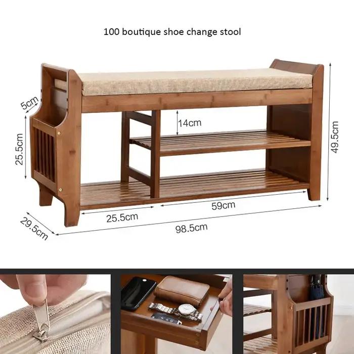 Banc de rangement pour chaussures T1 avec siège à coussin double couche