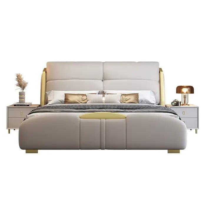 Sommeil fantaisie lit luxe nordique tête de lit Queen Size tables de nuit cadre Muebles Para dortoir chambre ensemble meubles