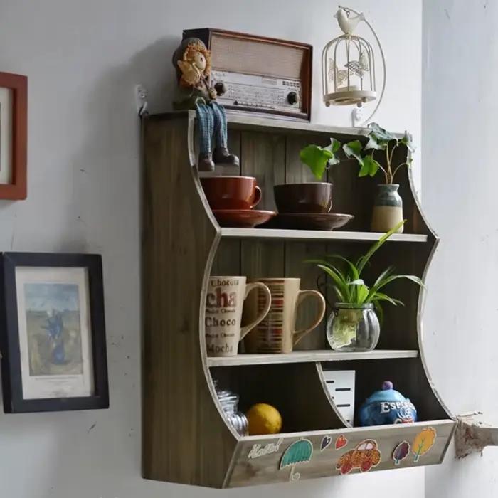 Armoire de rangement montée sur étagère murale en bois massif