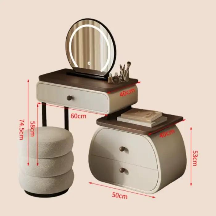 Coiffeuse en bois avec miroir LED et tiroirs de rangement pour chambre d'hôtel et de maison