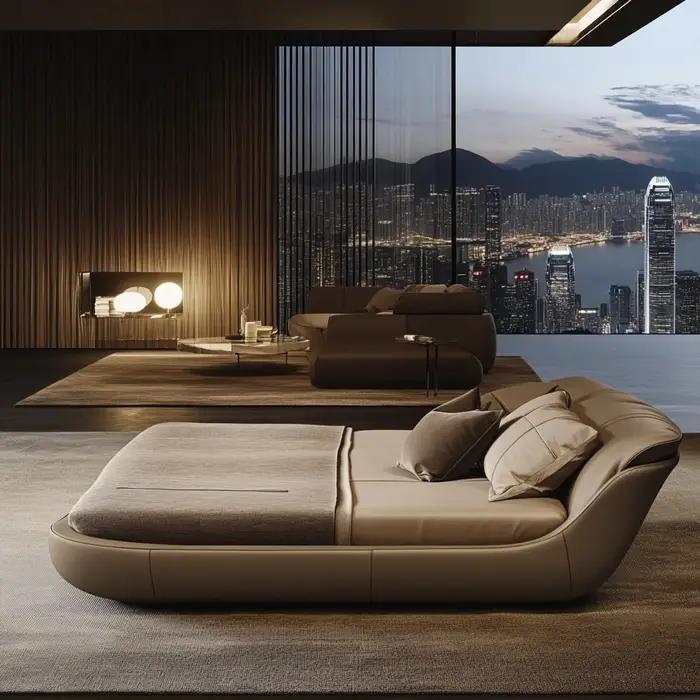 Lit double king size moderne avec rangement
