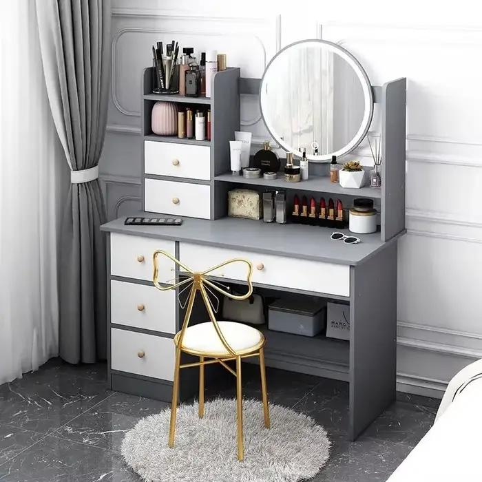 6 tiroirs maquillage vanité Table ensemble LED Coiffeuse classique maquillage Coiffeuse salon Coiffe