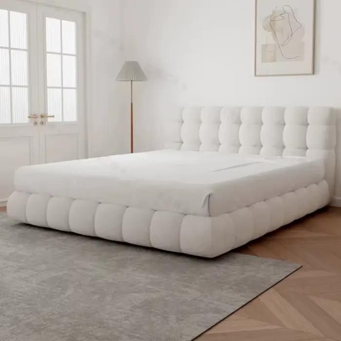 Lit double moderne 180x200cm en bois pour adultes, lit d'hôtel simple, ensemble complet de meubles de chambre à coucher