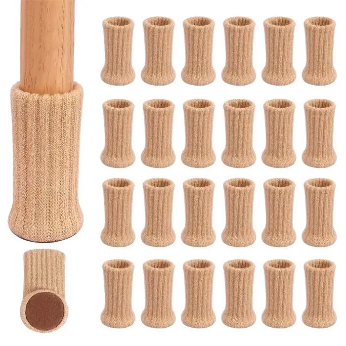 24 pièces chaussettes de jambe de chaise haute élastique protecteurs de sol de jambe de chaise avec