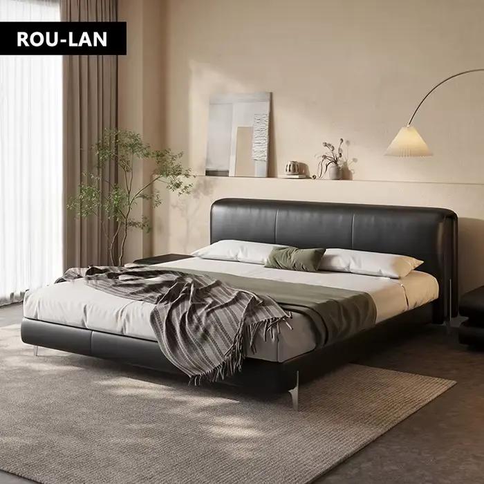 Lit souple minimaliste moderne lit en cuir chambre principale lit