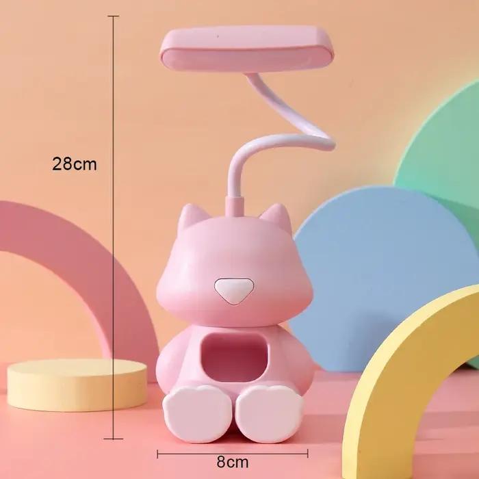 Lampe de bureau Led Flexible en forme de chat mignon et créatif, avec support pour téléphone, lampe de chevet réglable de couleur, pour chambre d'étudiant d'enfants