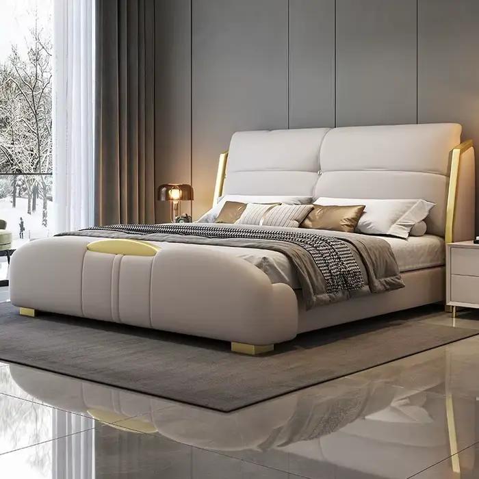 Sommeil fantaisie lit luxe nordique tête de lit Queen Size tables de nuit cadre Muebles Para dortoir chambre ensemble meubles