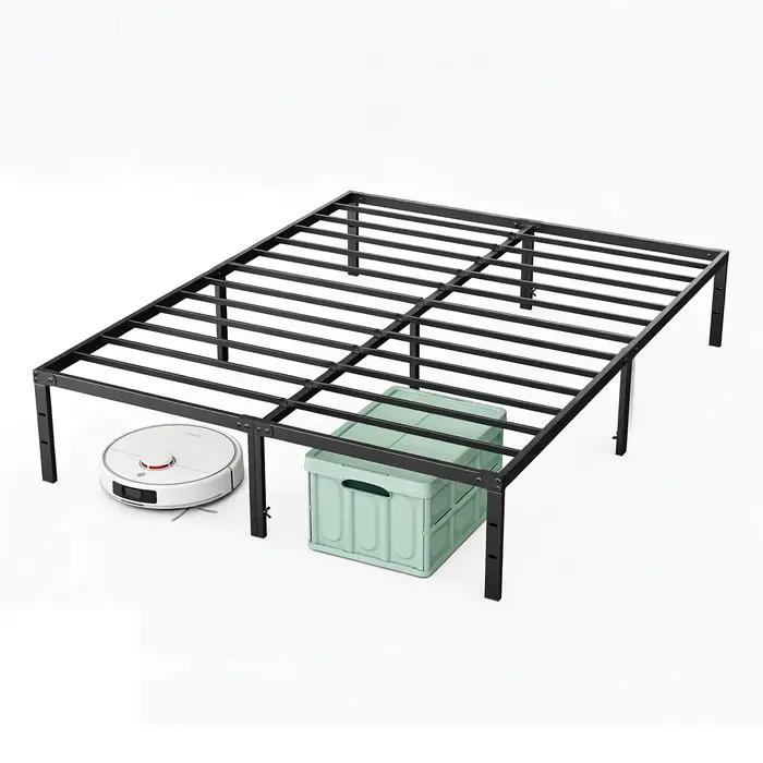 Cadre de lit JHK Basic 12 pouces, tailles Twin, Full, Queen, King, en métal, plateforme, avec espace