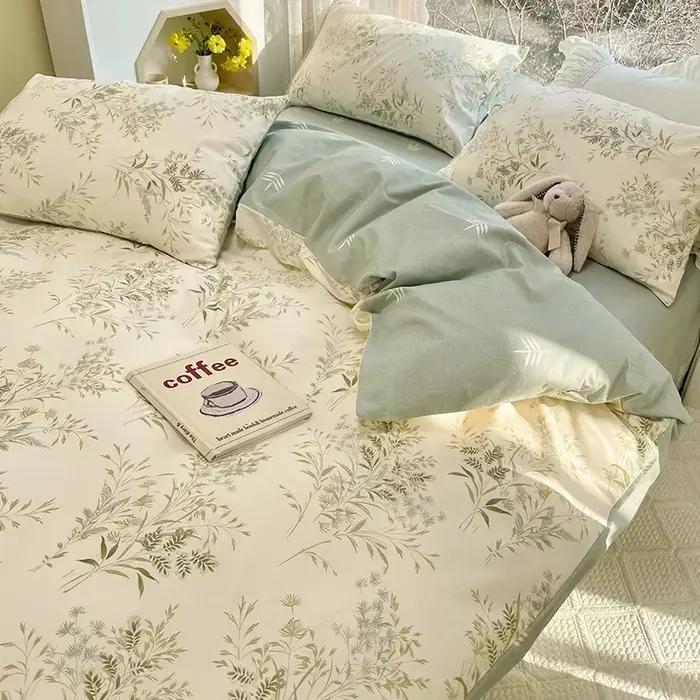 Ensemble de literie 100% coton à fleurs