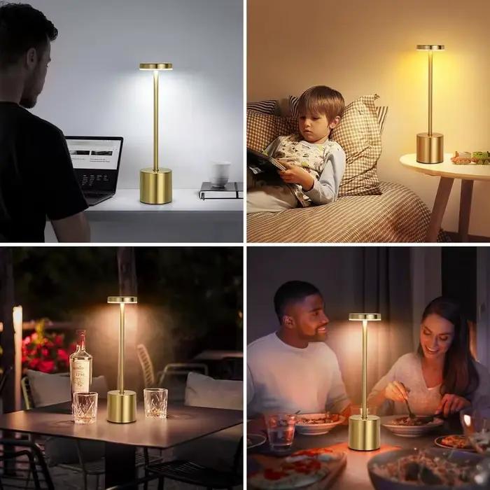 LED lampe de Table classique USB Rechargeable veilleuse gradation continue tactile lampe de bureau 3 couleurs lampe de chevet Bar hôtel décoration