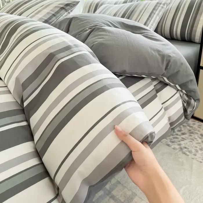 Parure de lit rayée respirante et douce à larges et étroites rayures