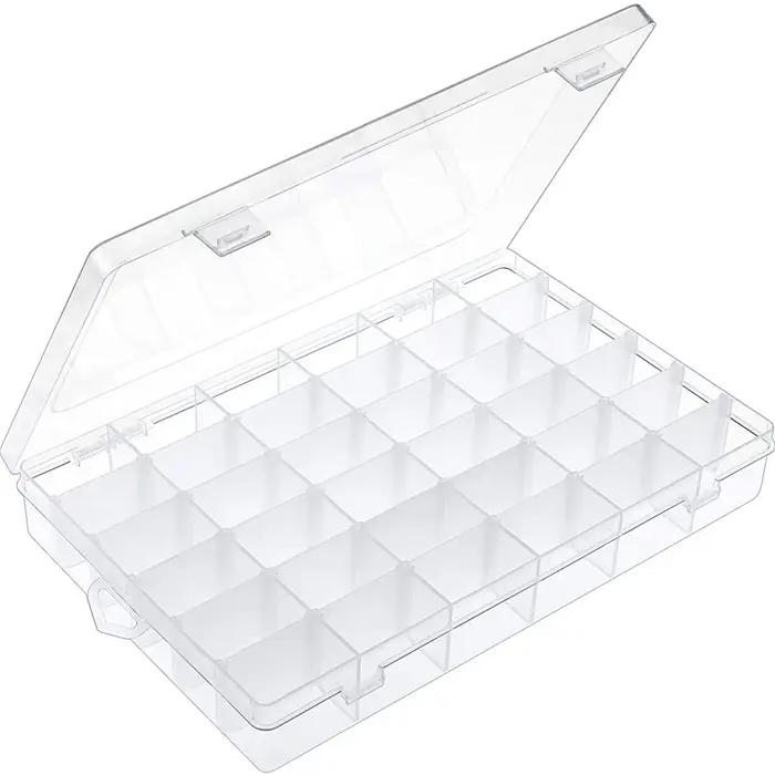 Boîte de rangement en plastique transparent à 36 grilles