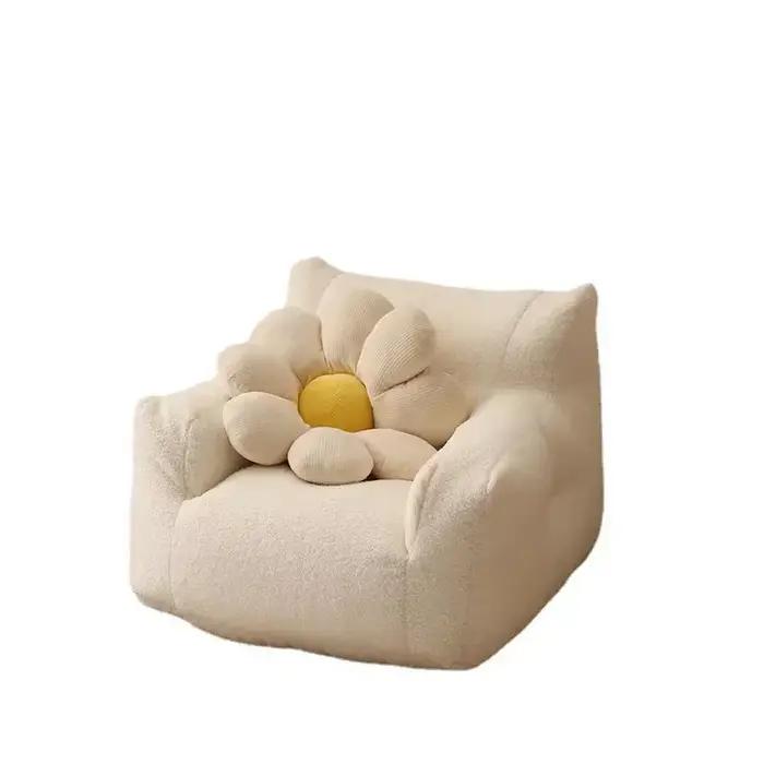 Canapé paresseux pour enfants – Tissu en coton et lin doux avec housse amovible et lavable, parfait