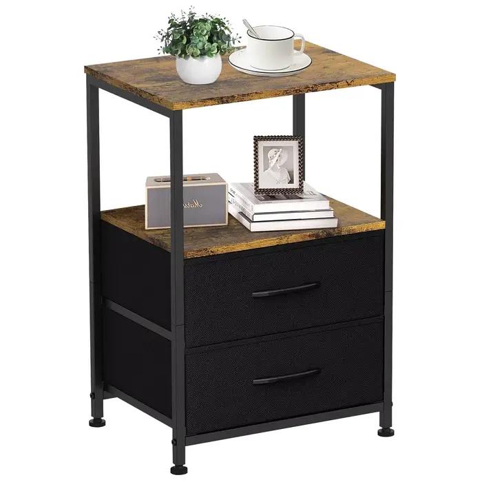 Table de oral et avec 2 Rangements en Tissu, pour Chambre à Coucher, Salon, Dortoir, pour Petits Esp