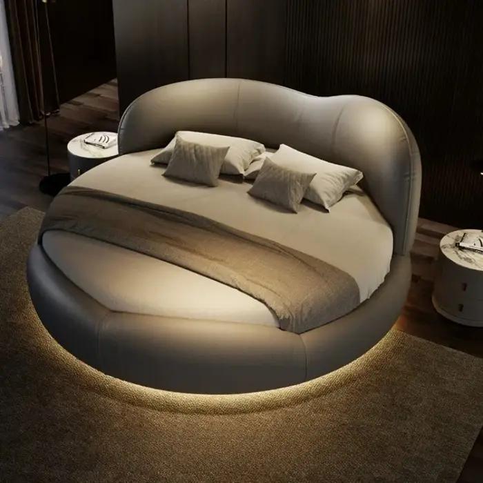 Lit double rond 180x200 de luxe européen pour adultes