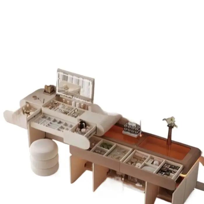 Coiffeuse rustique avec dessus en verre