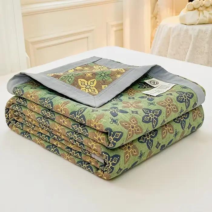 Couverture de lit double couche en coton, couvre-lit jacquard, couvertures de chat teintées en fil,