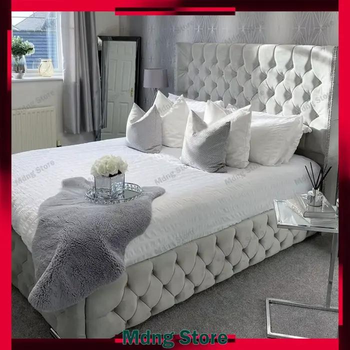 Lits de luxe minimalistes Double salon esthétique cadre de lit moderne rembourrage Muebles Para dortoir meubles accessoires