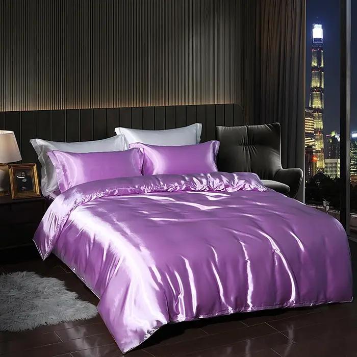 Ensemble de literie en satin de luxe avec drap plat