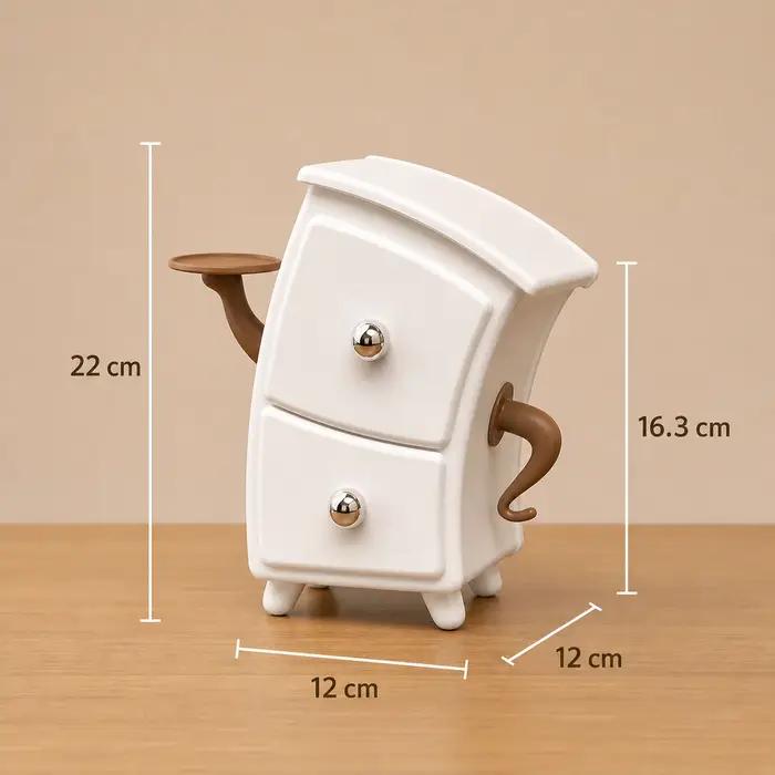 Boîte de rangement créative pour commode avec 2 tiroirs et plateau latéral pour bijoux