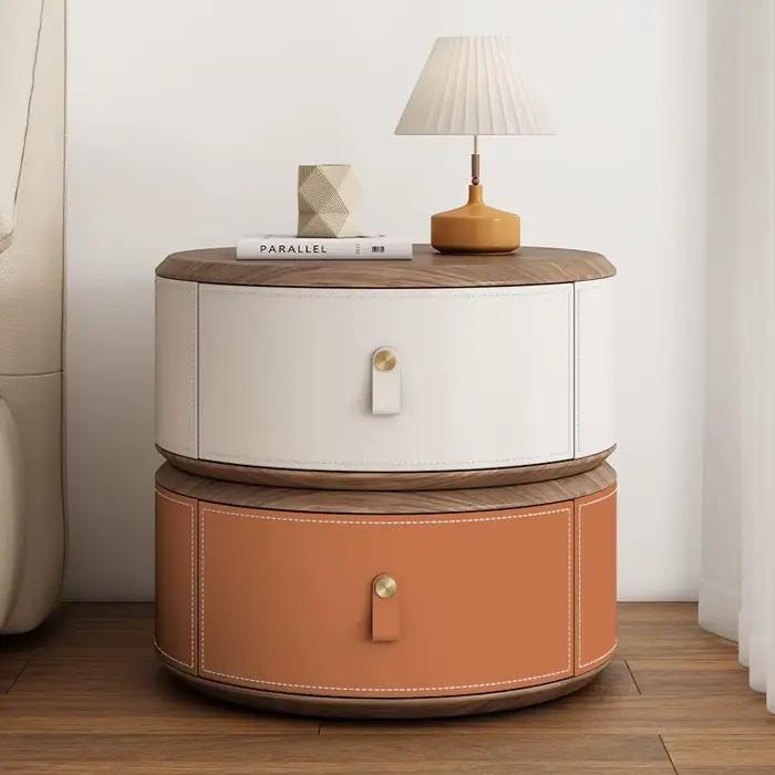 Table De chevet De Style rond, Design esthétique, moderne, gain De place, meubles De chambre à coucher élégants Premium