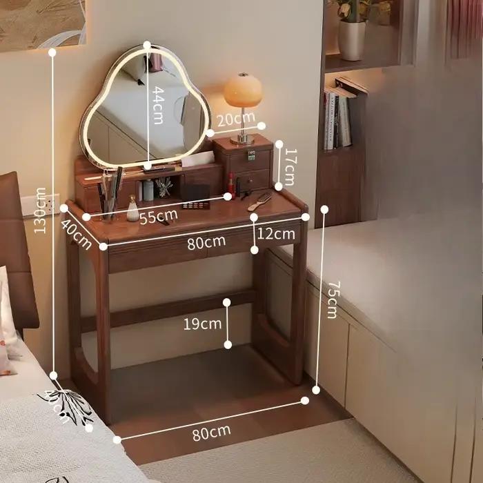 Coiffeuse en bois massif moderne avec tabouret miroir et tiroirs de rangement pour chambre à coucher maquillage et salle de beauté
