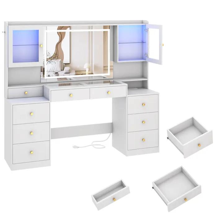 Grand bureau de courtoisie avec miroir et lumières